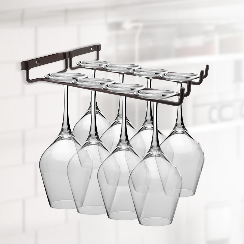 Stemware Hanging Bar Wine Rack Double Row Barware Accessories Wall Mount Hanger Home Kitchen Holder Shelf