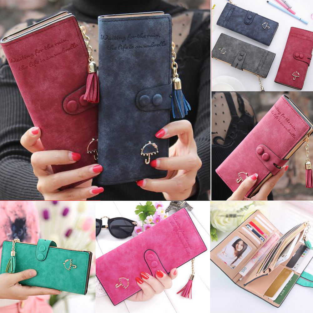 Women Leather Bifold Wallet Clutch Card Holders Purse Lady Long Handbag
