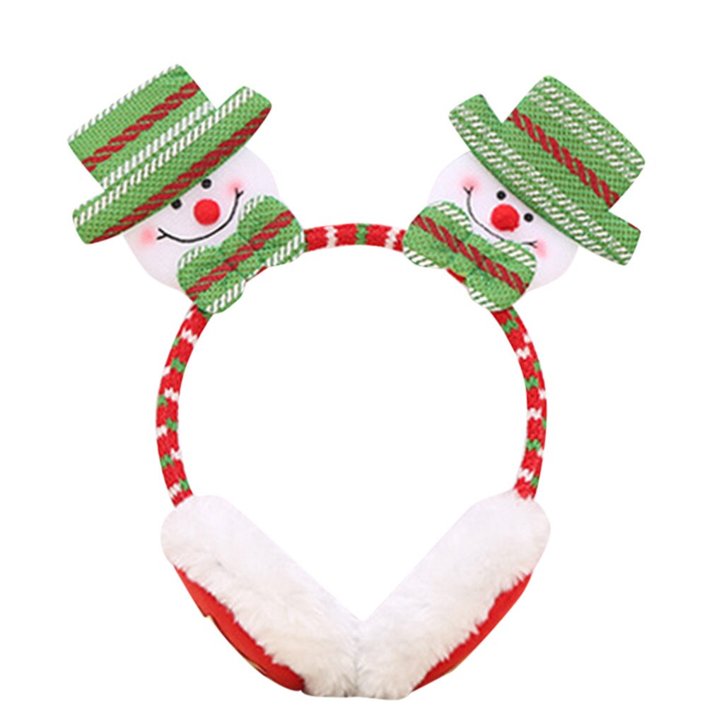 Christmas Earmuffs Children Winter Warm Plush EarMuffs Cute Ear Santa Claus Headband cache oreille теплые уши наушники зимние #L: A