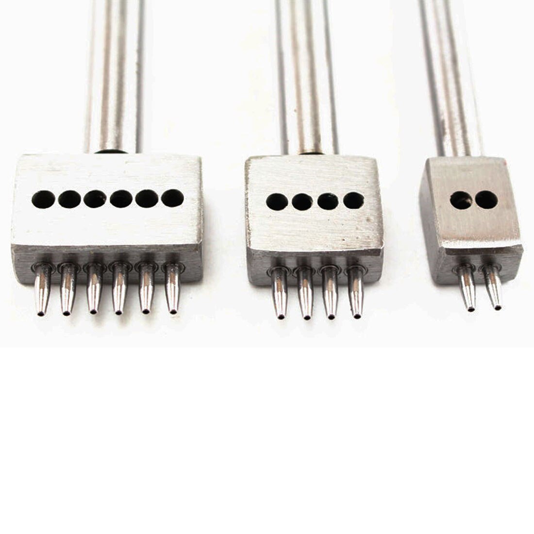 4mm Leather Spacing Hole Tool Leather Craft 1mm Hole Diameter Punch Tools Round Row Punch Drilling Tools 2/4/6 Prong Hole