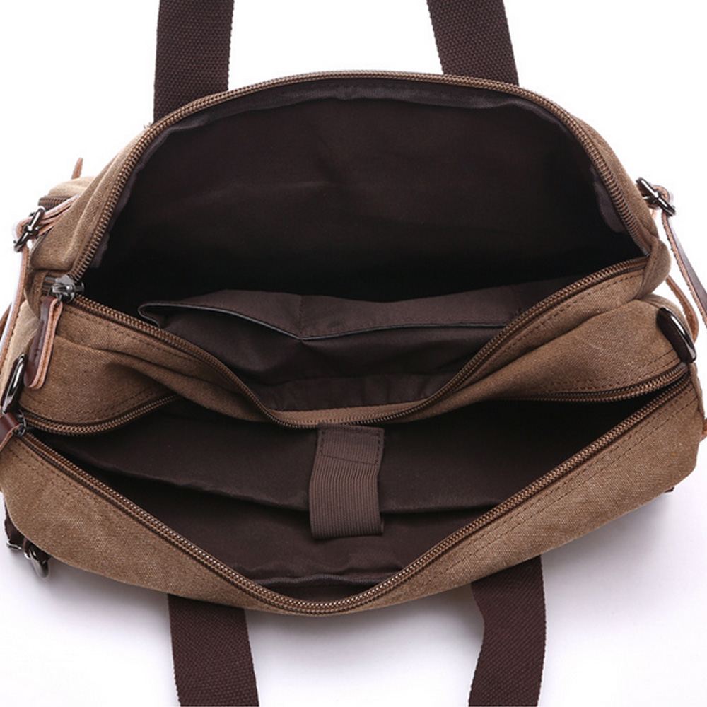 Vintage Canvas 17" laptop backpack Men Shoulder Laptop bag 14 15 15.6 17.3 inch stylish large 3 in 1 Notebook bag Black