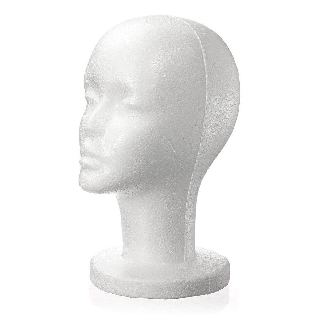 Styrofoam Foam Mannequin Female Head Model Dummy Wig Glasses Hat Display Stand