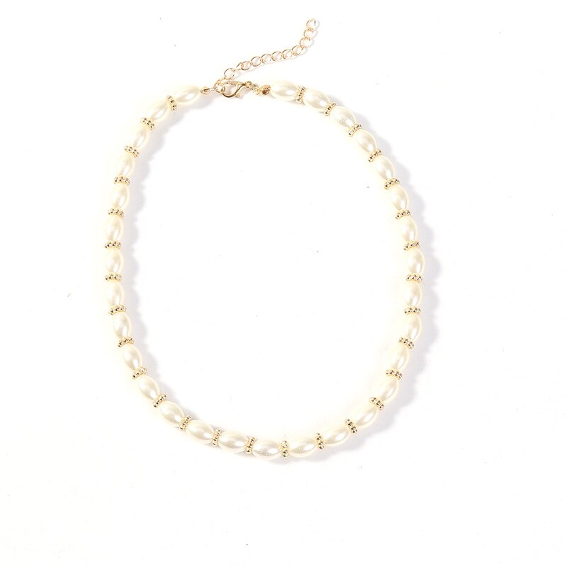 KMVEXO Bohemian Shell Hoofd Lock Ronde Gesimuleerde Parel Kralen Choker Ketting voor Bruiden Vrouwen Vrouwelijke Bruids Bruiloft Sieraden: Oval