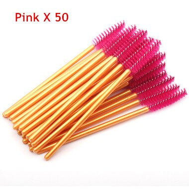 50Stck Wimpern Pinsel Einweg Wimpern Verlängerung Pinsel machen-hoch Kosmetische Werkzeug für Wimpern Reinigung Maskara Zauberstäbe Applikator: golden Rose