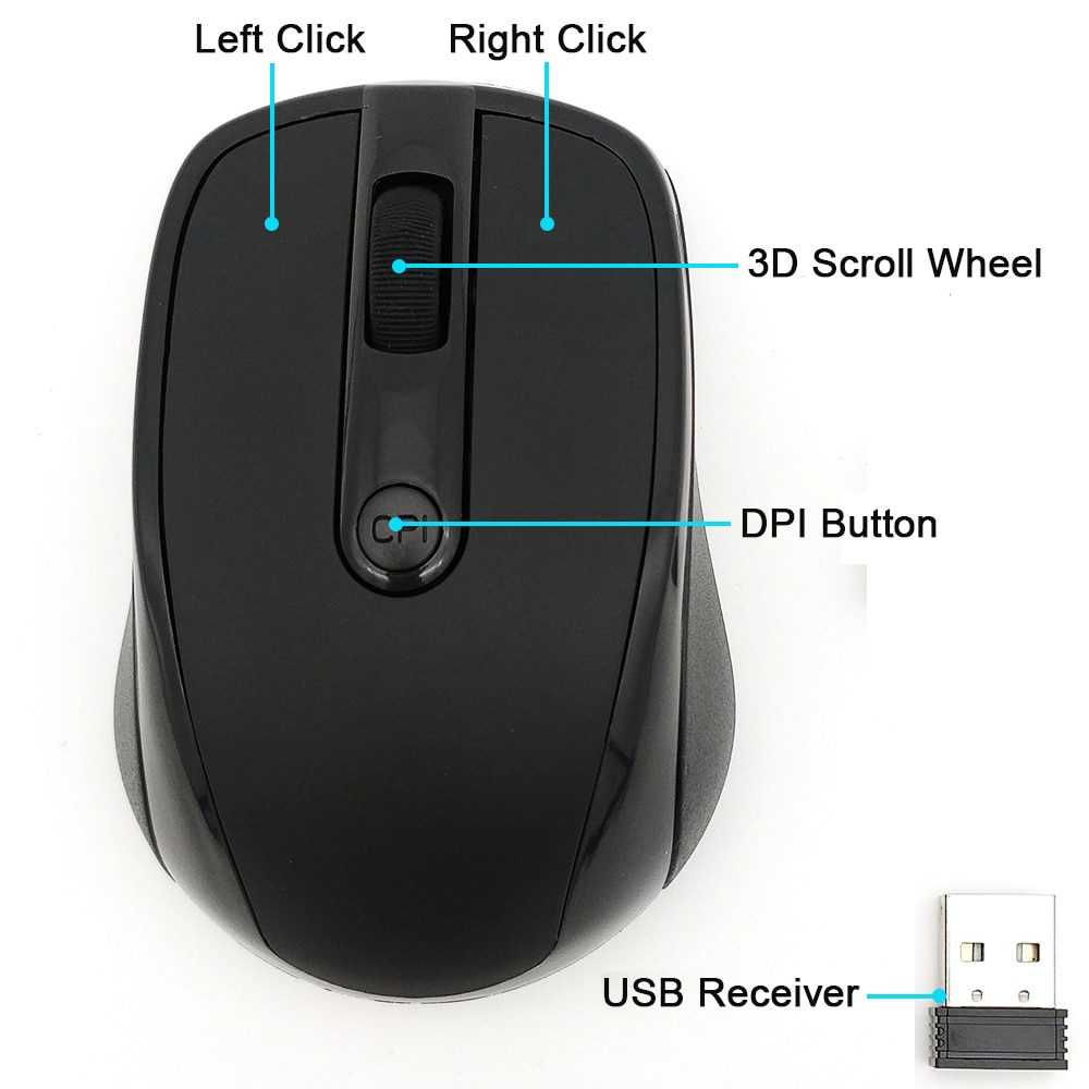 Ratón óptico inalámbrico de 2,4G, ergonómico, duradero para ordenador portátil, periféricos universales para ordenador