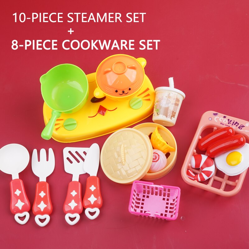 Kid's Kitchen Set Girls Toys Fast Food Pretend Play Cooking Games Miniature Foods Toy Dishes Products For Children: 10pcs and 8pcs