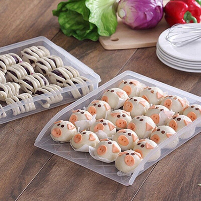1 Pc Dumpling Tray Plastic Single Layer Sealed Food Container Storage Box Refrigerator Crisper Fridge Freezer Food Fresh Keeping