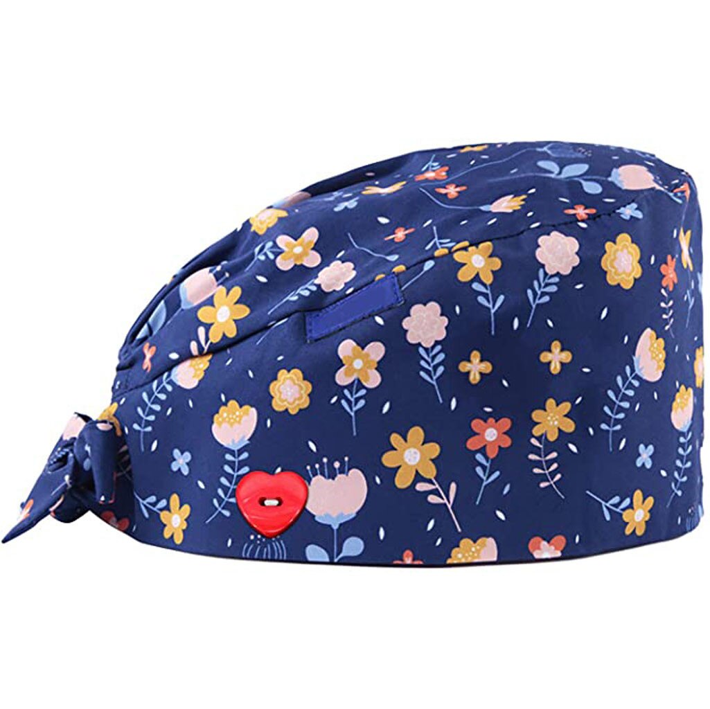 3PCS Unisex Scrub Cap Printed Button Work Hat Face Holder Wearing Protect Ears Casual gorro enfermera quirofano #R15