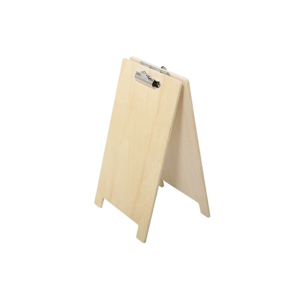 Træmenustativ papir prisskilt display bordplade liste bestillingsskilt clip label holder træplade dobbeltsidet fotoclips rack