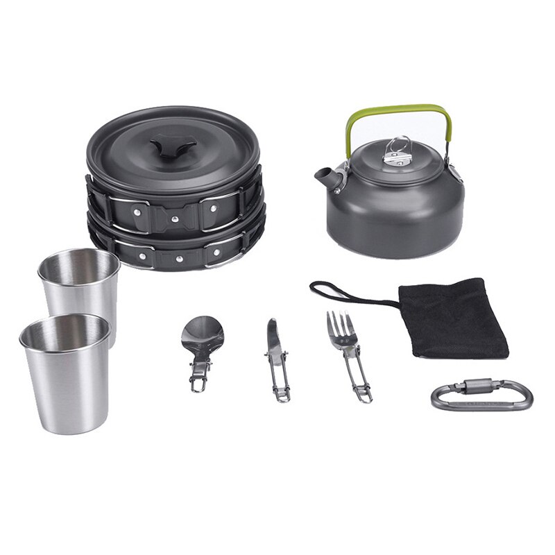 Camping köksredskap köksredskap utomhus aluminium kokkärl vattenkokare vattenkokare resor vandring picknick bekväma köksredskap: 5