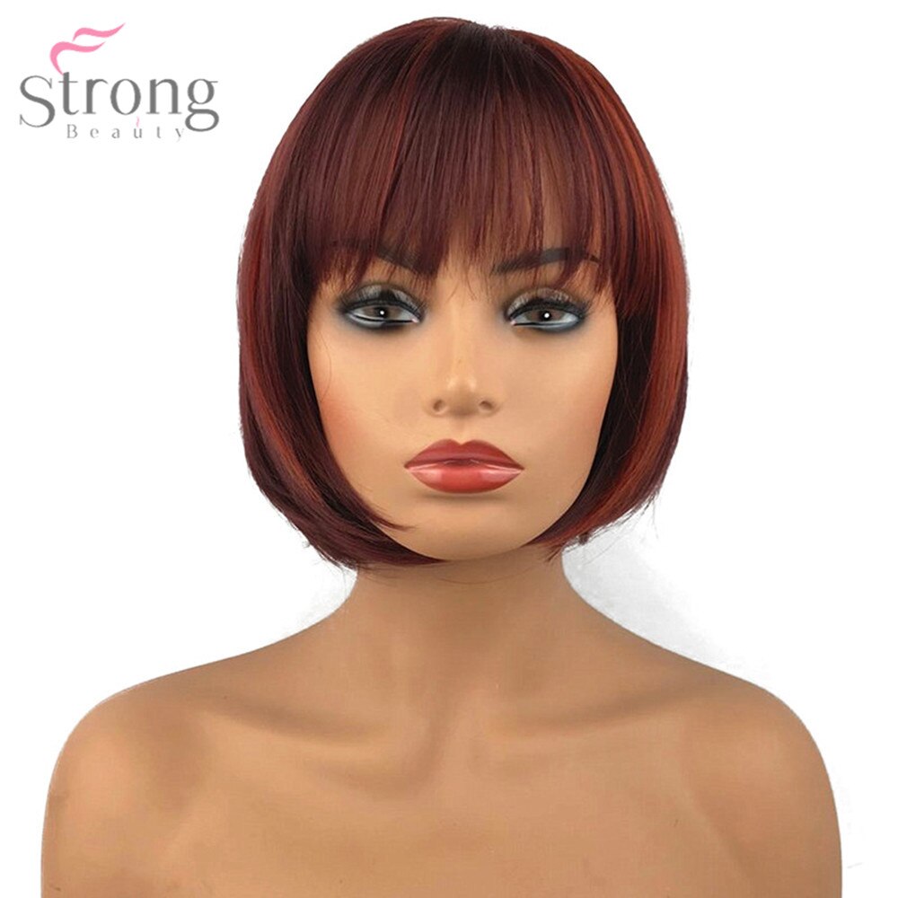 StrongBeauty Korte Rode Bob Pruik Cosplay vrouwen Synthetische Capless Pruik Natuurlijke Pruiken