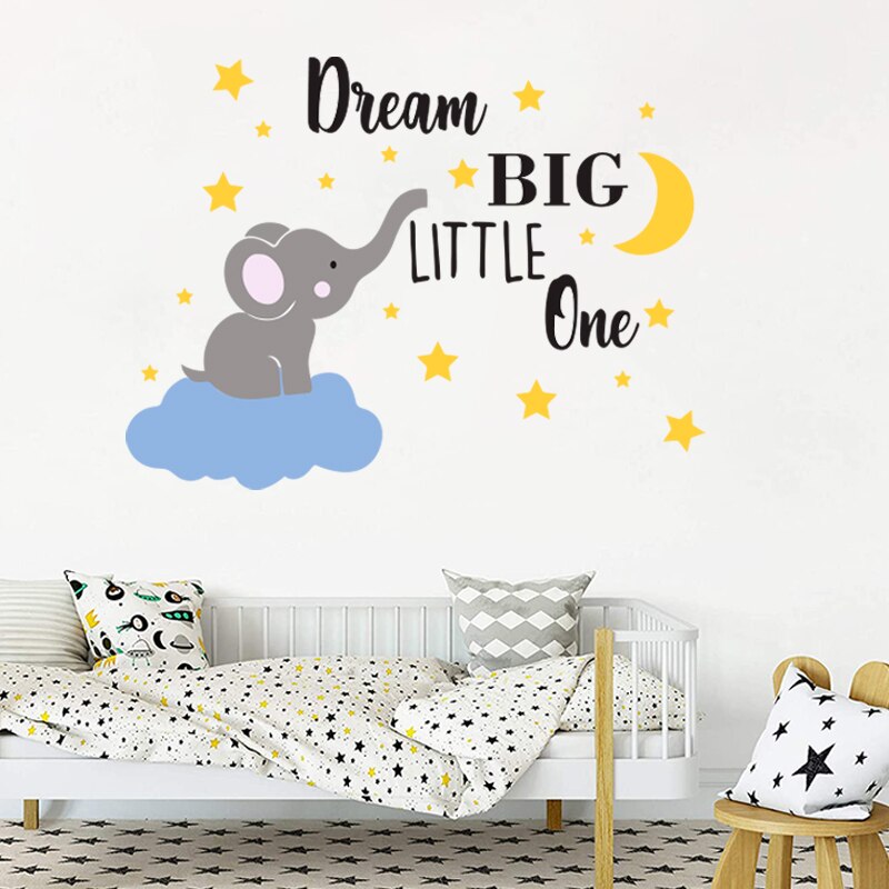 Conisi Sweet Cartoon Cute Elephant Wall Decal Baby Elephant Wall Sticker Vinyl for Children Baby Kids Bedroom Nursery Decor
