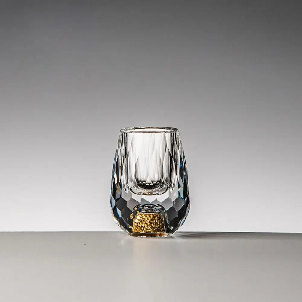6 stk. luksuriøst krystallglass vodkaglass sake shochu-glass bar likør dobbel bunn gullfolie glasskopp eksklusiv brennevin: Svart / 301-400ml