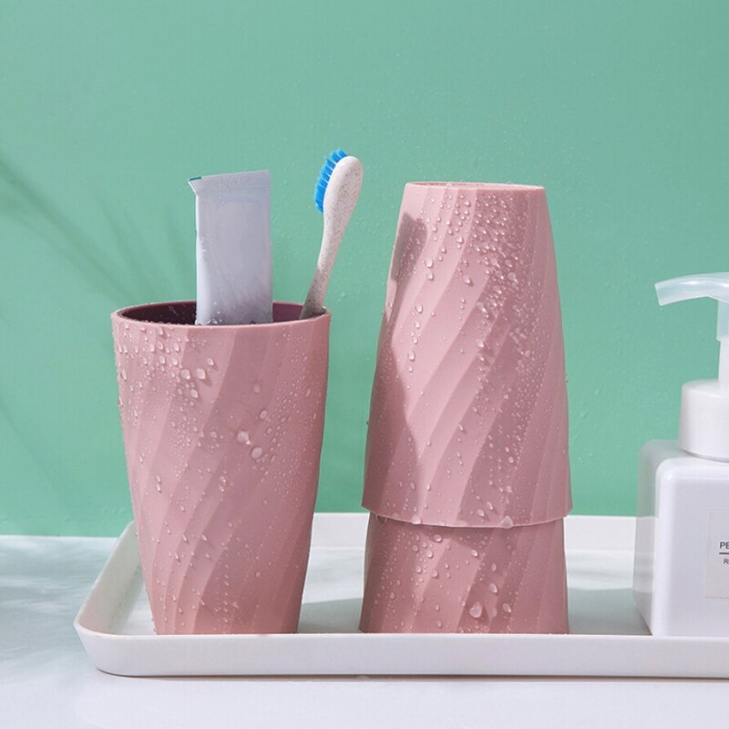 Bathroom Tumblers Cup Household Plastic Cup Thread Double Layer Mug For Bathroom Cups