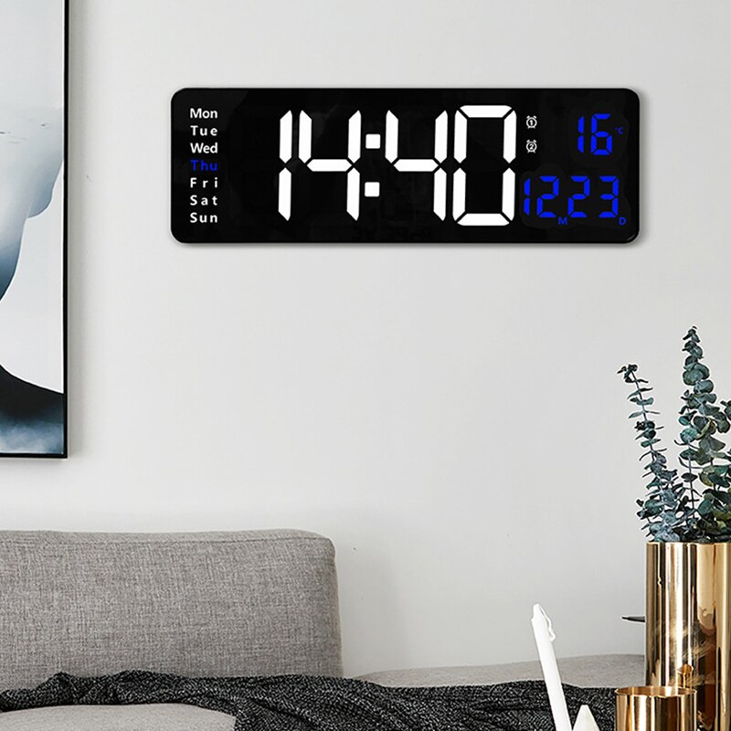 Große Elektronische Wanduhr Fernbedienung Temp Datum Energie aus Speicher Tisch Uhr Zauberstab Dual Alarme Digital LED uhren