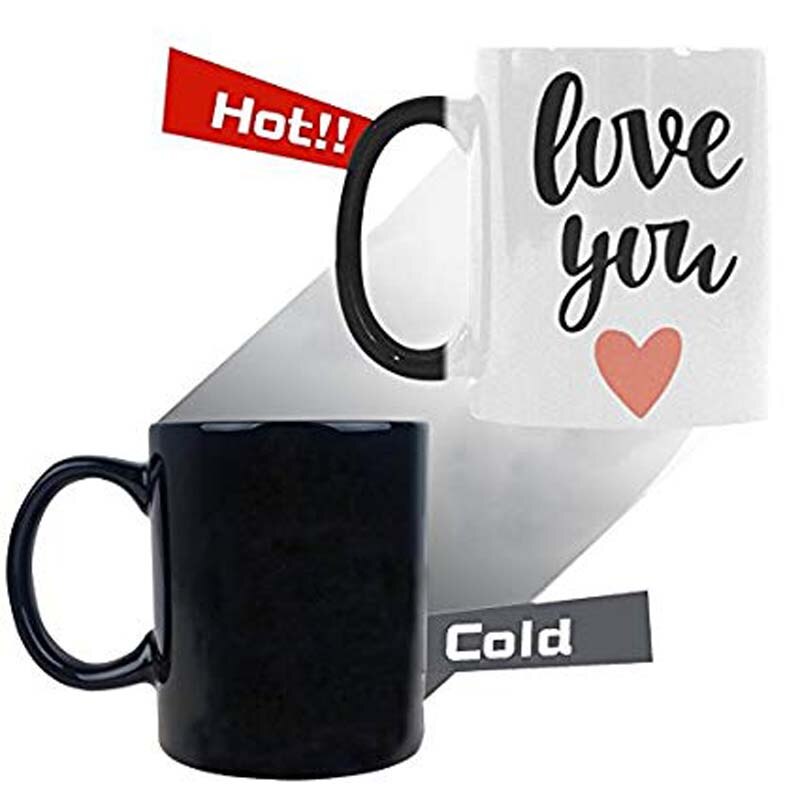 Romantische Belettering Liefde U Warmtegevoelige Kleur Veranderende Mok voor Valentijnsdag, valentijnsdag Morphing Mok Te: Default Title