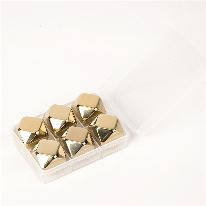 stainless steel Reusable Golden Whiskey Stones Chilling Rocks whisky cooler whiskey ice bucket champagne beer cooler Ice Cubes: Red