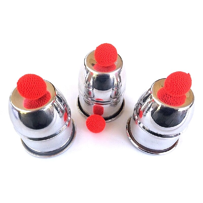 Props Tricks Clown Close-up Tricks Toys Three Beginer Cups Props Balls Easy Red Learn for Super Aluminum