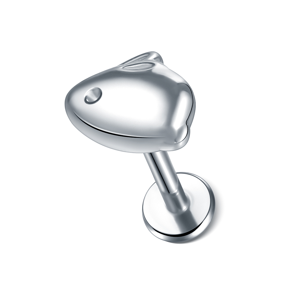 1 pieza de pluma de araña labio Monroe Studs Labret Piercing 16G CZ flor cartílago de la oreja Tragus Daith lóbulo Piercing pendiente para mujeres y hombres: Chapado en zinc azul