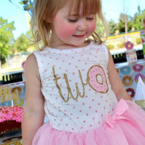 To år gammel fødselsdag baby piger donut kjole bolde tutu kjoler pandebånd tøj sæt ærmeløs langærmet