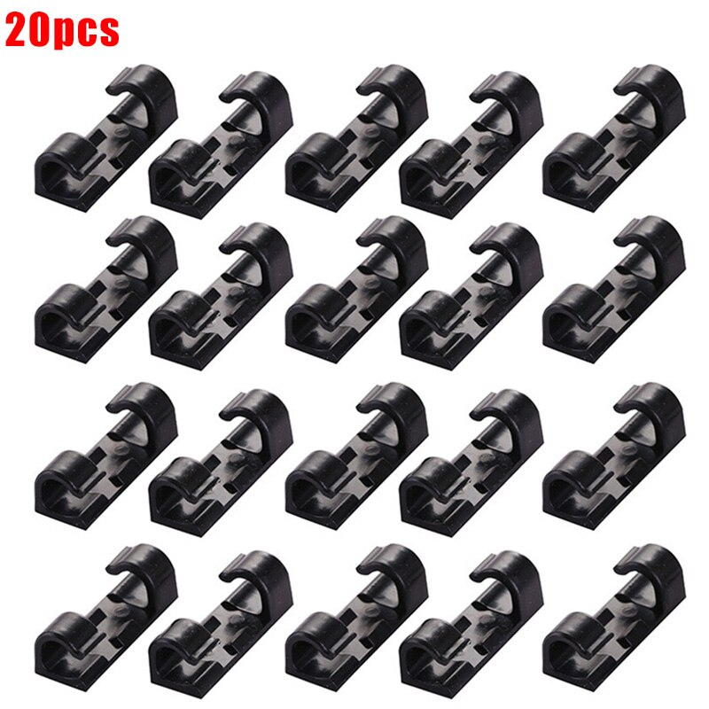20 Draad Storage Klem Fixing Gereedschap Duurzaam Kabel Klem Kabel Shell Datakabel Afwerking Houden Netjes En Ordelijk BV789: Black