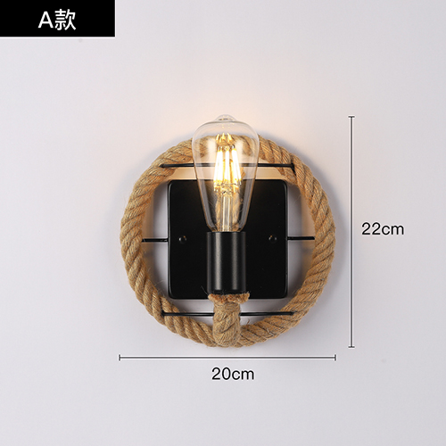 Væglampe i hampereb retrolampe indendørs væglampe loft industriel amerikansk stil  e27 110v 220v værelsesindretning væglampe: Rød
