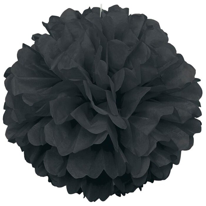Papel pompones con flores ornamento de vid 25 Cm-Negro