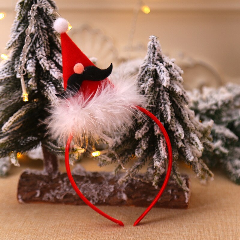 20pcs Funny Cute Red Gold Plush Antler Reindeer Head Buckle Headband Headwear Party Children Adult Navidad Christmas: Beard headband