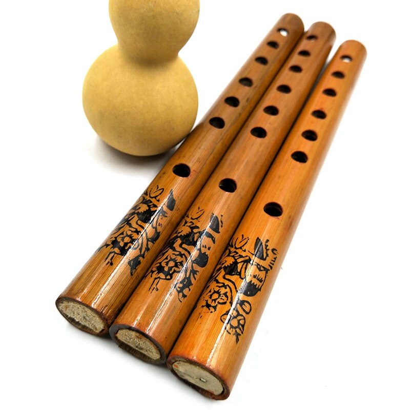 1PC Chinese Traditional 6 Hole Bamboo Flute Vertical Flute Clarinet Student Musical Instrument Wood Color 24CM