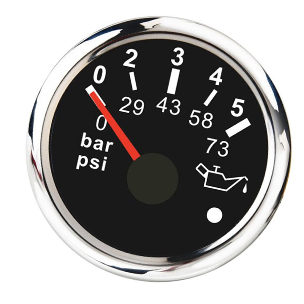 Marine Boat Oil Pressure Gauge Indicator Meter 10-185Ω 52mm 2" 0~5 Bar Black