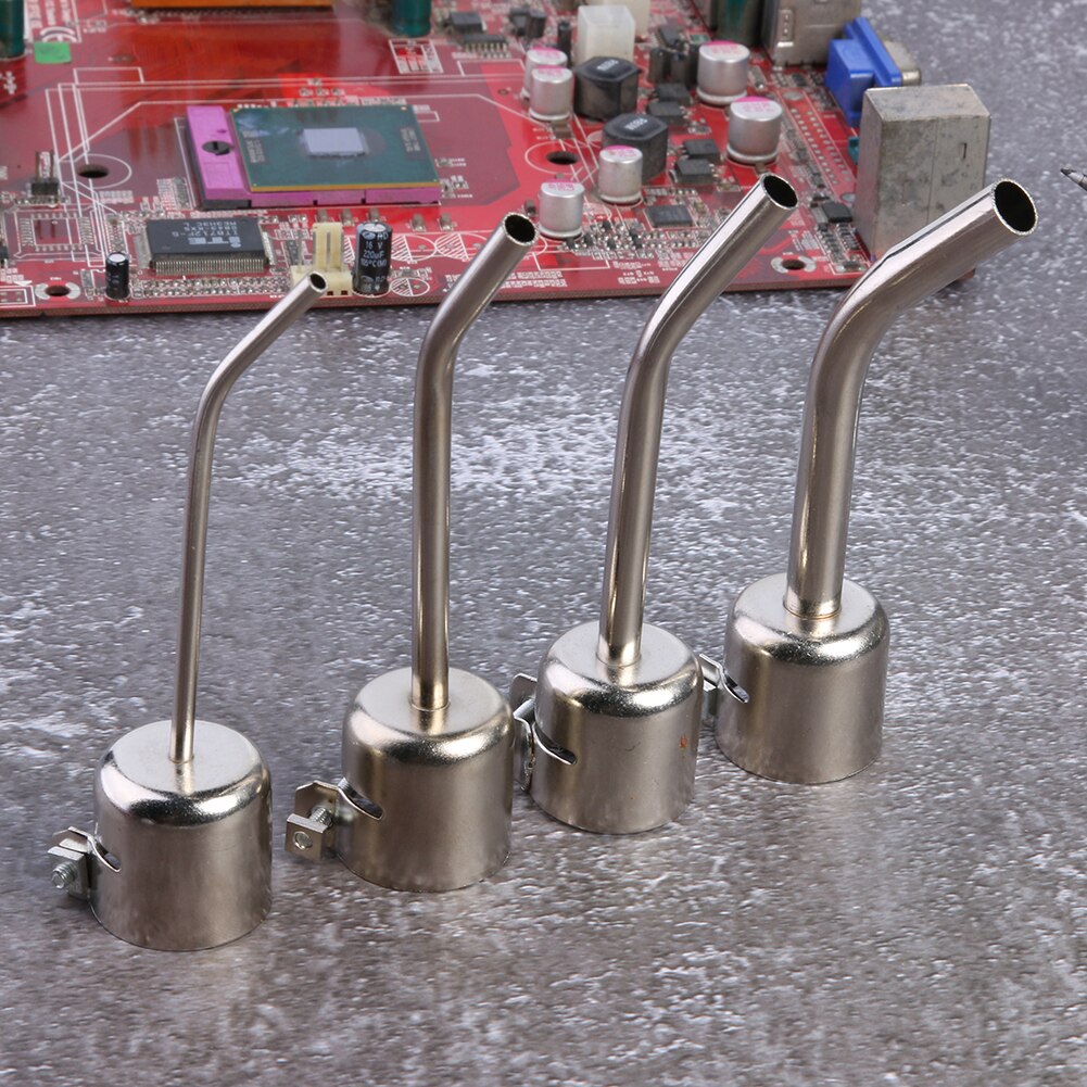 4pcs Stainless Steel Long Bent Curved Heat Gun Nozzles for 850 Air Soldering Rework Station