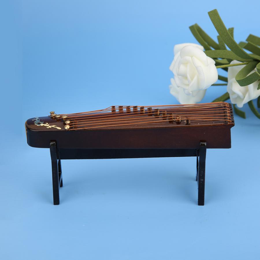 Miniature Guzheng Model Replica with Stand and Case Mini Zither Mini Musical Instrument Ornaments Chinese Traditional