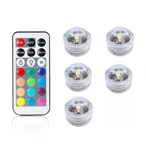 Battery Operated Led Remote Controlled RGB Submersible Lights wireless Underwater Lamp Waterproof vase bowls aquarium decoration: 1Remote 5Light