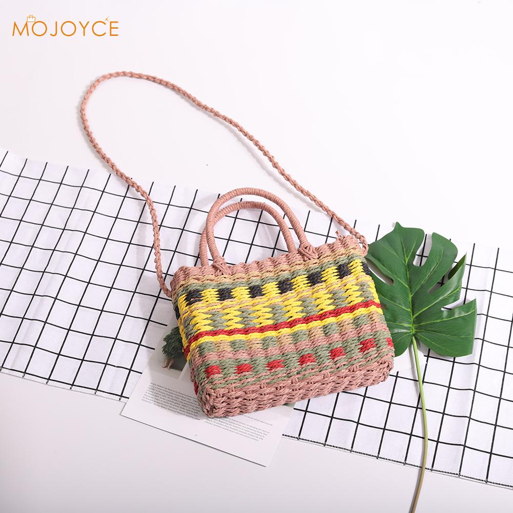 Dames handtassen van stro, zomer strandmand, schoudertas, crossbody, handgreep, strandtas