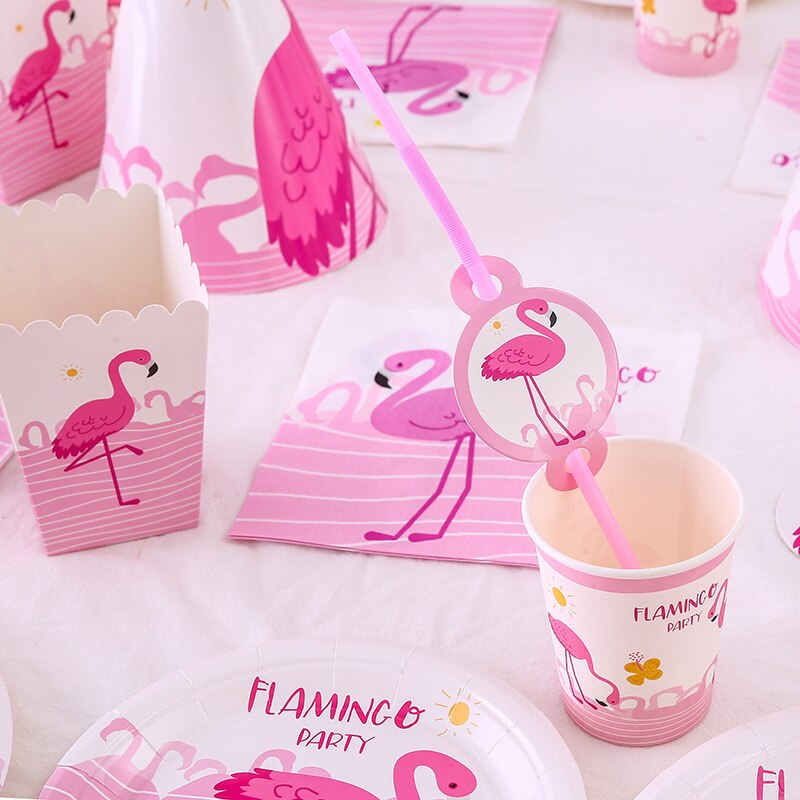 Suministros de de cumpleaños, vajilla desechable de flamenco, rosa, plato, tazas o manteles, Baby Shower, decoración para de boda