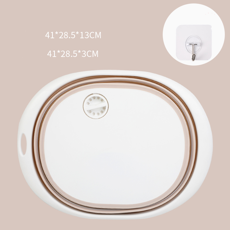Lavabos portátiles multiusos para el hogar, productos de baño de plástico grueso y plegable para viajes al aire libre: beige