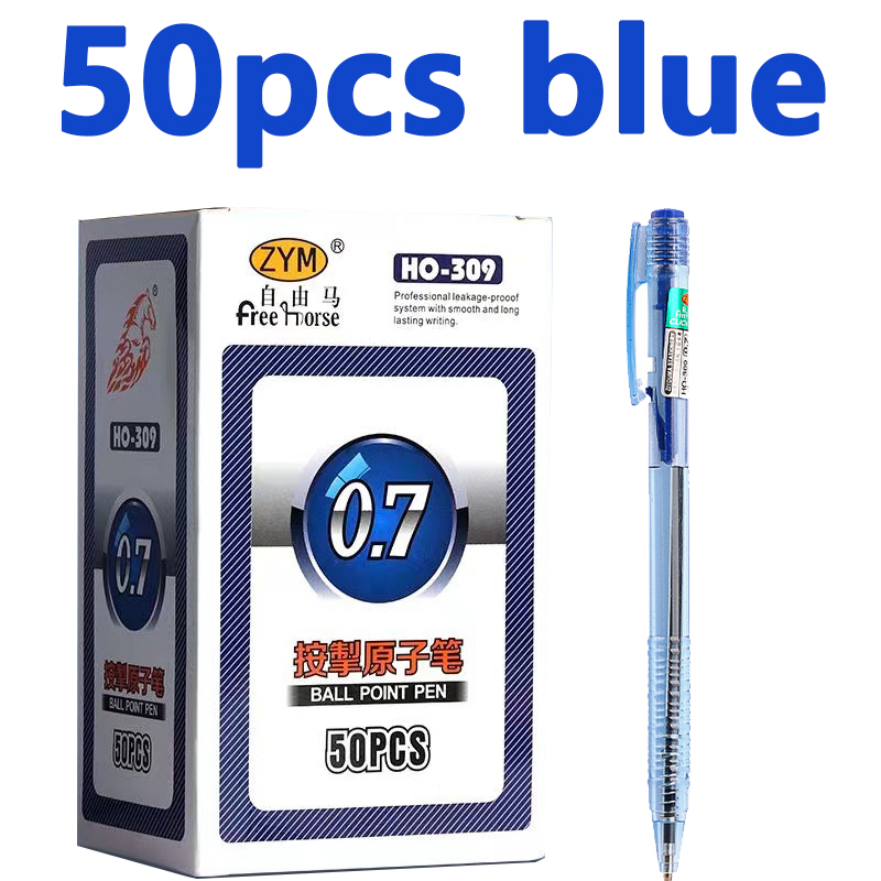 10/50 pçs preto vermelho azul caneta esferográfica 0.7mm caneta esferográfica estudante assinatura caneta escrita papelaria escola acessórios de escritório: Azul