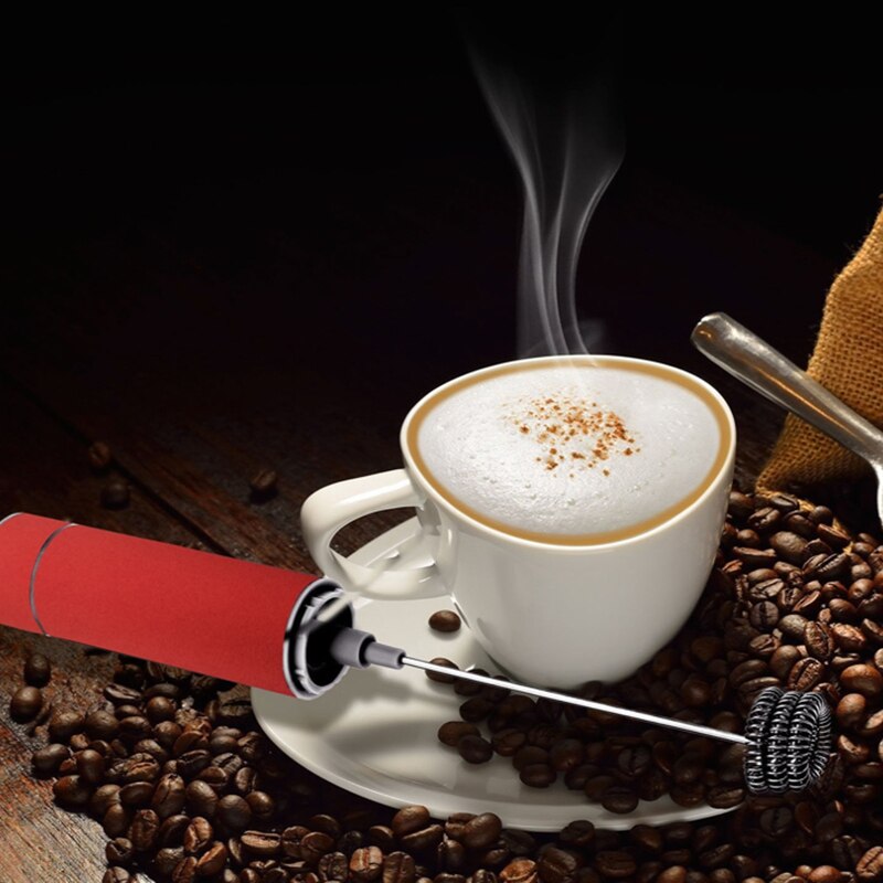 Powerful Electric Milk Frother Steel Spring Whisk Foam Maker with Cleaning Brush and Sleeve Rotor Set