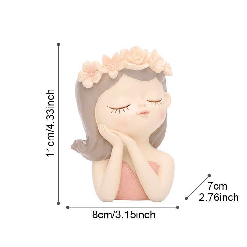 Florero con escultura de cabeza humana para mujer, accesorio de almacenamiento con de dibujos animados, belleza, artesanía, ornamento, retrato fresco, macetas, accesorios para el hogar: Flower pot 2