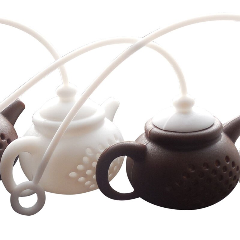 Infusor de té de silicona, utensilios de cocina, tetera, accesorio para elaboración de cerveza, en forma de tetera, 1 pieza, colador de té de hoja de Color puro