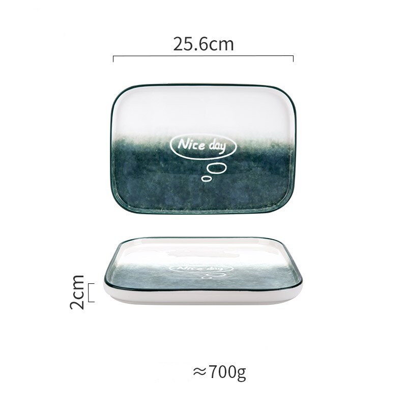 Timemore nordisk gradient porcelæn middagstallerken og fade skålsæt keramisk nudelsuppe salat biural skål oval fisketallerken: 10in rektangelplader