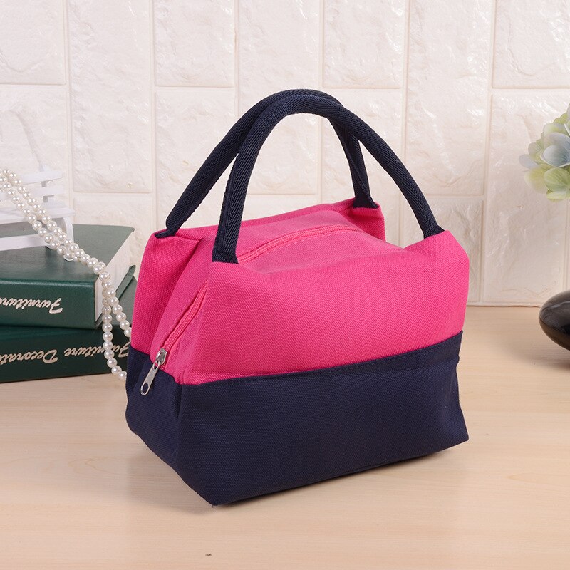 Casual Women's Bag Canvas Handtas Leuke Bento Box Tas Contrast Kleur Lunchbox Tas Stijl Luiertas