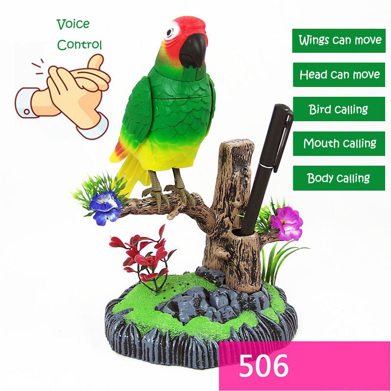 510E/506 Bird Toy Electric Sounding Bird Voice Control Toy Cage Ornament Artificial Bird Toy Singing Bird Home Garden Decor