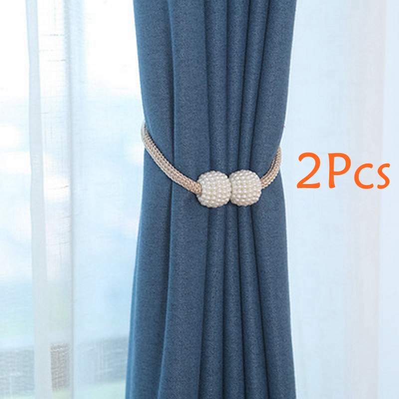 Pinces à rideaux magnétiques 2 pièces, pinces à rideaux, support de rideau, pompon, Clips magnétiques pour embrasses, attaches arrière, accessoires de décoration pour la maison: 2 Pcs Champagne