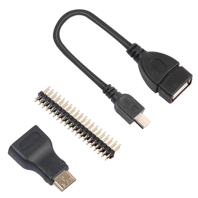 3 in 1 Kit Mini HDMI naar HDMI + Micro USB + GPIO Header voor Raspberry Pi Nul