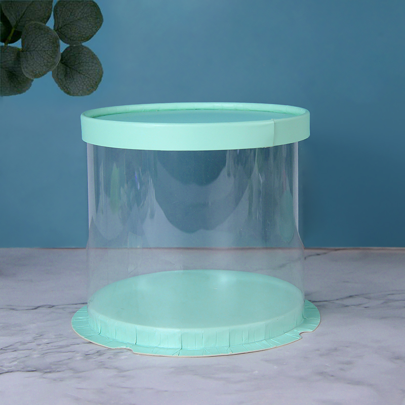 Cajas de pastel transparentes de PVC de 4/6 pulgadas, caja de embalaje de para pastel transparente redondo, decoración de para postre, de aniversario de boda y cumpleaños: Gris claro