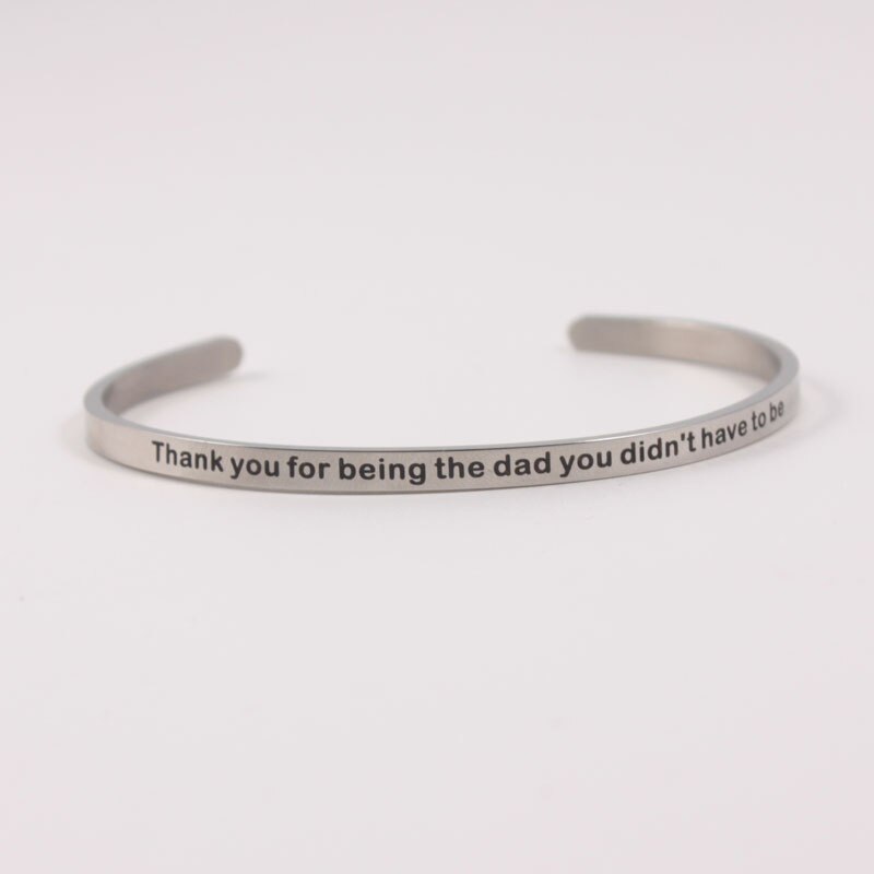 BELIEVE IN YOUR DREAMS Stainless Steel Positive Inspirational Quote Engraved Cuff Mantra Bracelet Bangle For Women Men: Thank you for being