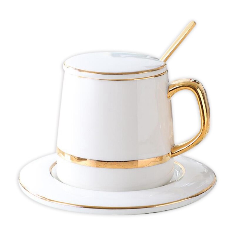 Keramische Kopje Koffie Met Lepel Effen Groen Minimalistische Afternoon Tea Cups Kop En Schotel Set