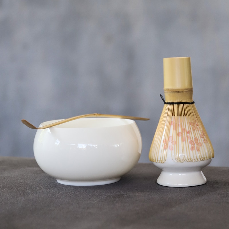 Luwu traditionella matcha uppsättningar naturlig bambu matcha visp ceremic matcha skål visp hållare japanska tesatser