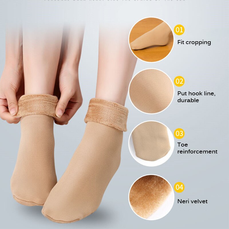 1 Pair Winter Warmer Women Thicken Thermal Wool Cashmere Snow Socks Seamless Velvet Boots Floor Sleeping Women'S Socks